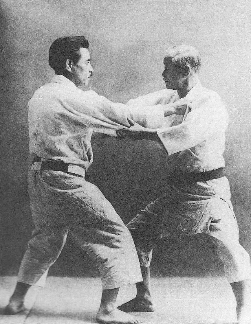 Jigoro Kano and Kyuzo Mifune practicing
